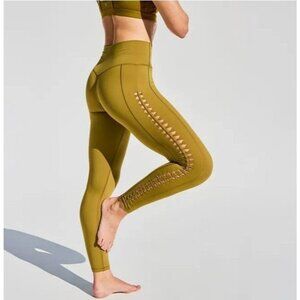Calia Inspire Crochet 7/8 Legging in Olive Bronze NWT